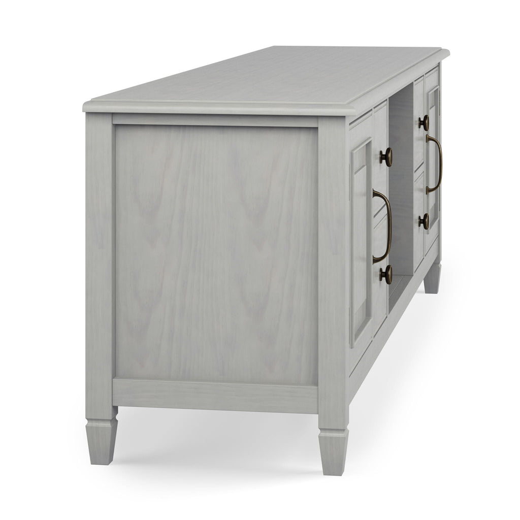 Wide Solid Wood TV Stand with Ample Storage - Dark Brown, White, Gray