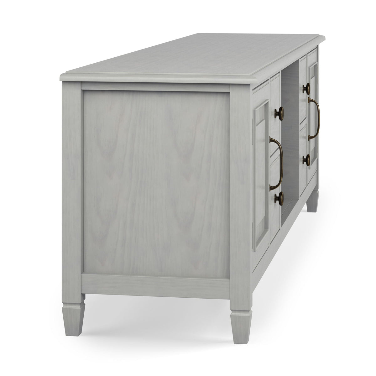 Wide Solid Wood TV Stand with Ample Storage - Dark Brown, White, Gray