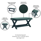 Accent Bench with Piped Cushion and Solid Wood Frame - Multiple Colors