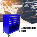 Multifunctional 4-Drawer Tool Cart with Wheels - Blue or Orange