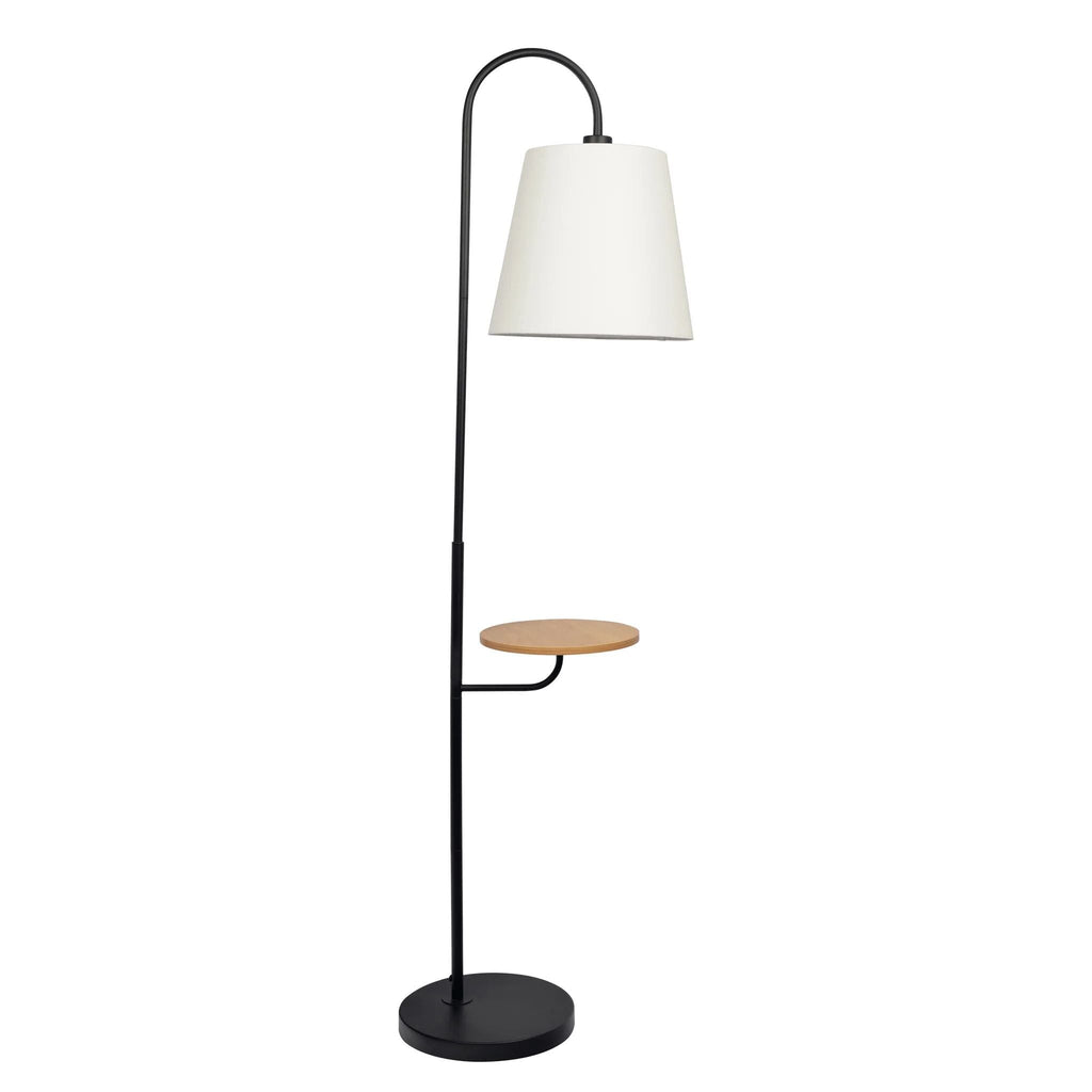Seoul Floor Lamp With Rotary Switch Wood Table Base - Black / White