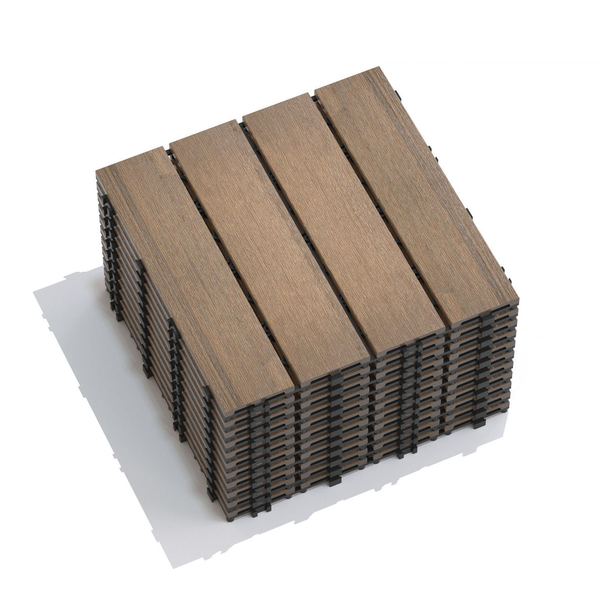 Weather Resistant Interlocking Deck Tiles - Light Brown or Dark Gray