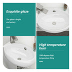 Modern Rectangle Wall Mount Bathroom Sink with Single Faucet Hole - White