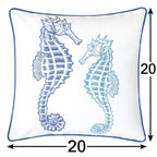 Seahorses Pillow Cover with Matching Back – 20x20 Inch Accent Pillow