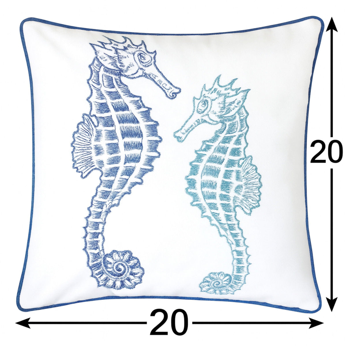 Seahorses Pillow Cover with Matching Back – 20x20 Inch Accent Pillow