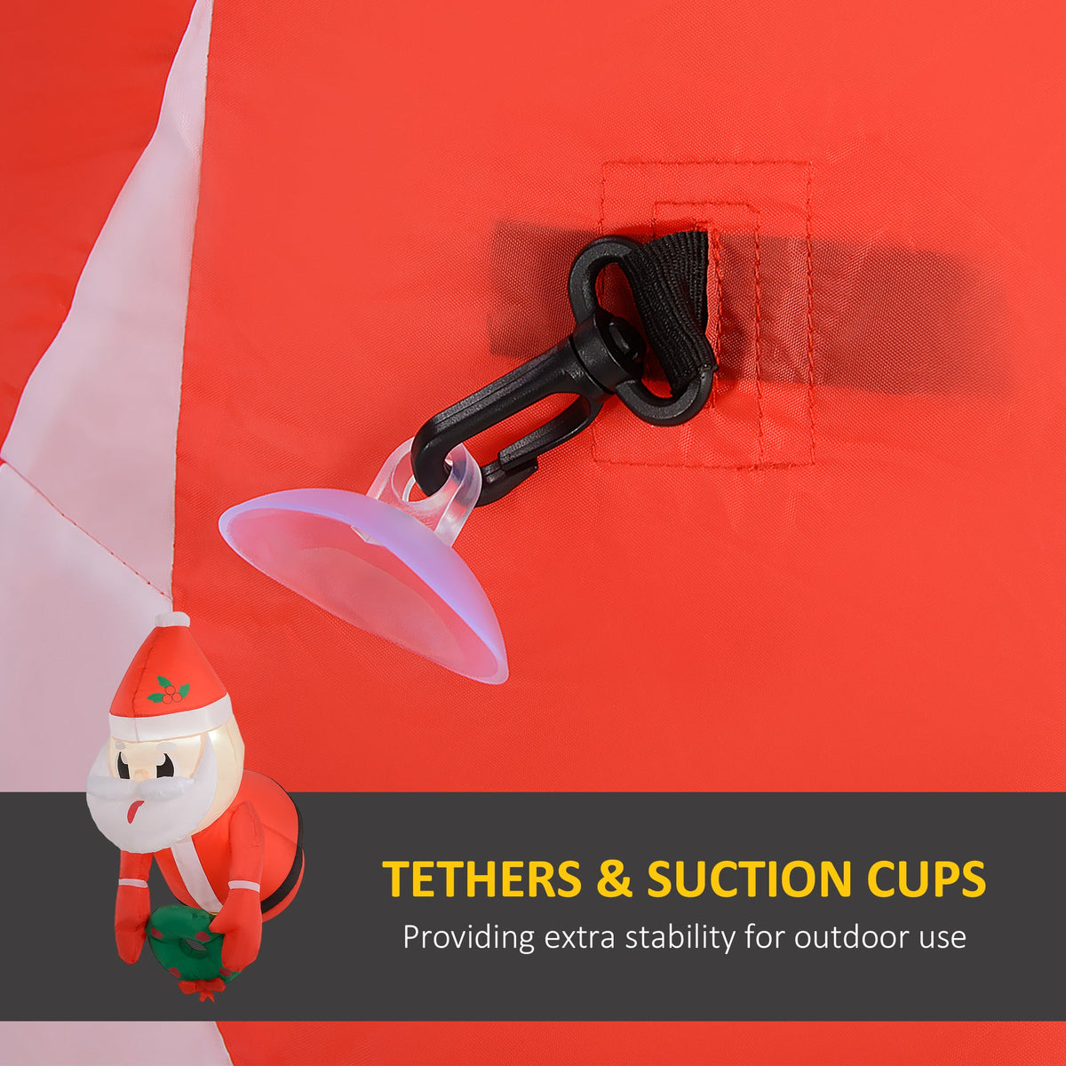 Christmas Inflatable Hanging Santa Claus with Wreath - Red & White