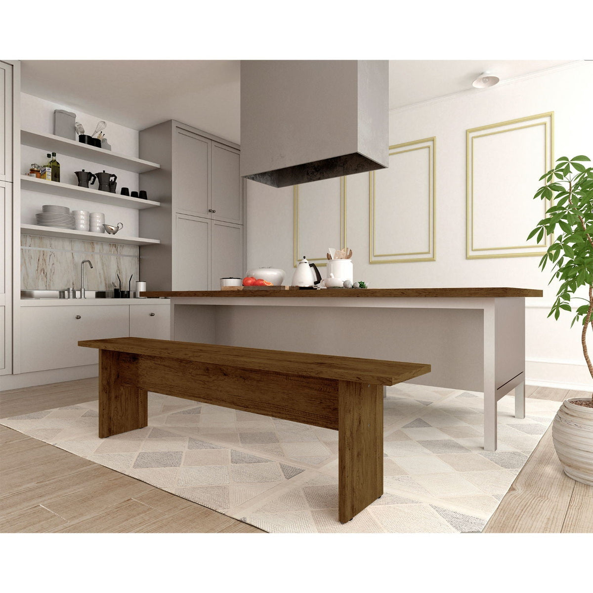 Nomad Dining Bench for 2 Persons with Sturdy Wood Construction - Multiple Colors