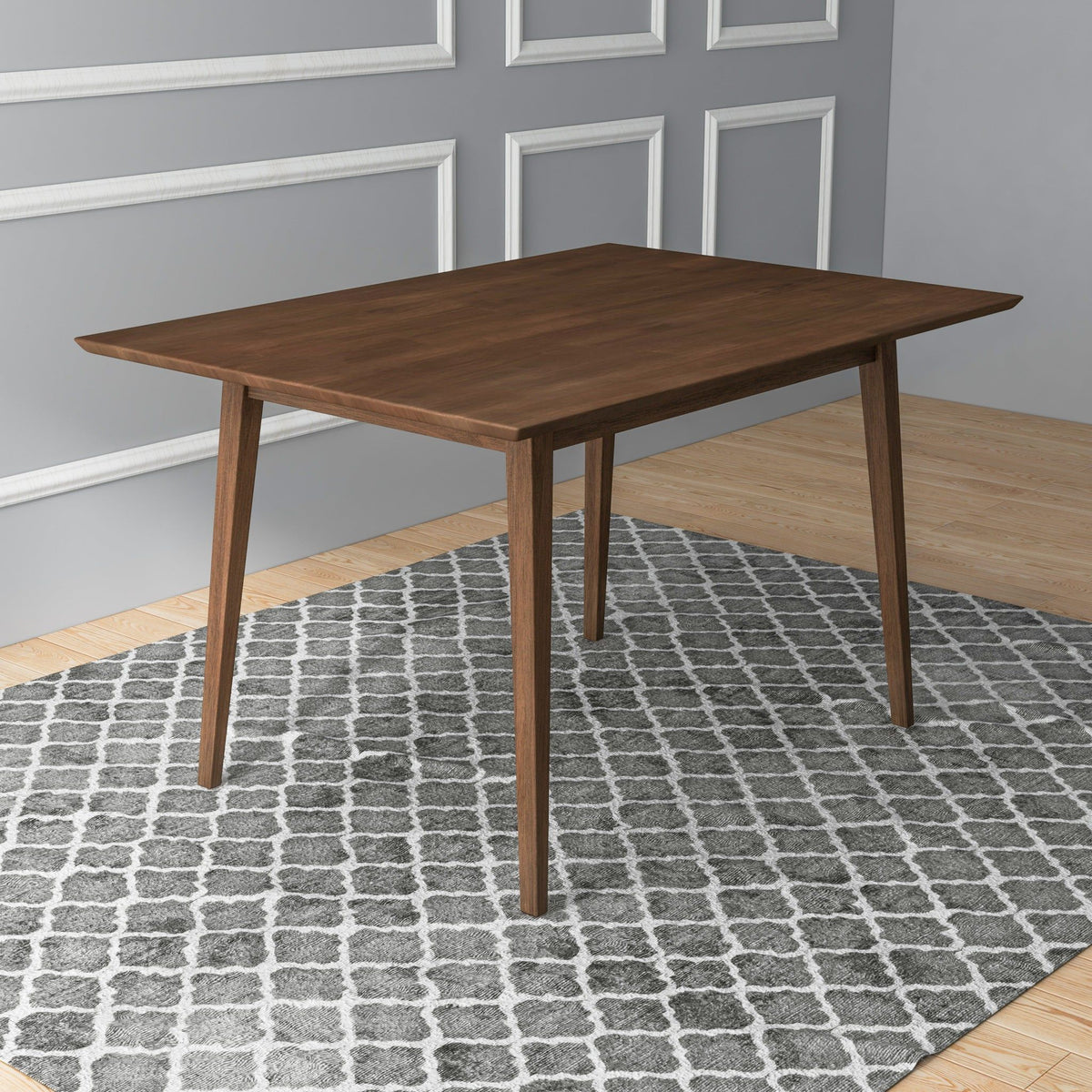 Rectangular Modern Dining Table with Solid Wood Construction – Dark Brown or White