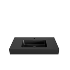 Matte Black Integrated Solid Surface Basin with Built-in Overflow - Matt Black