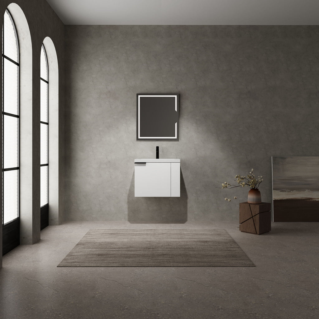 Modern Bathroom Vanity with Side Storage - Light Brown or White