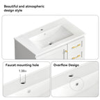 30" White Bathroom Vanity with Soft Close Doors and Ample Storage - White