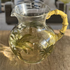 Palm Tree Design Unbreakable Plastic Water Pitcher with Lid and Spout - Clear