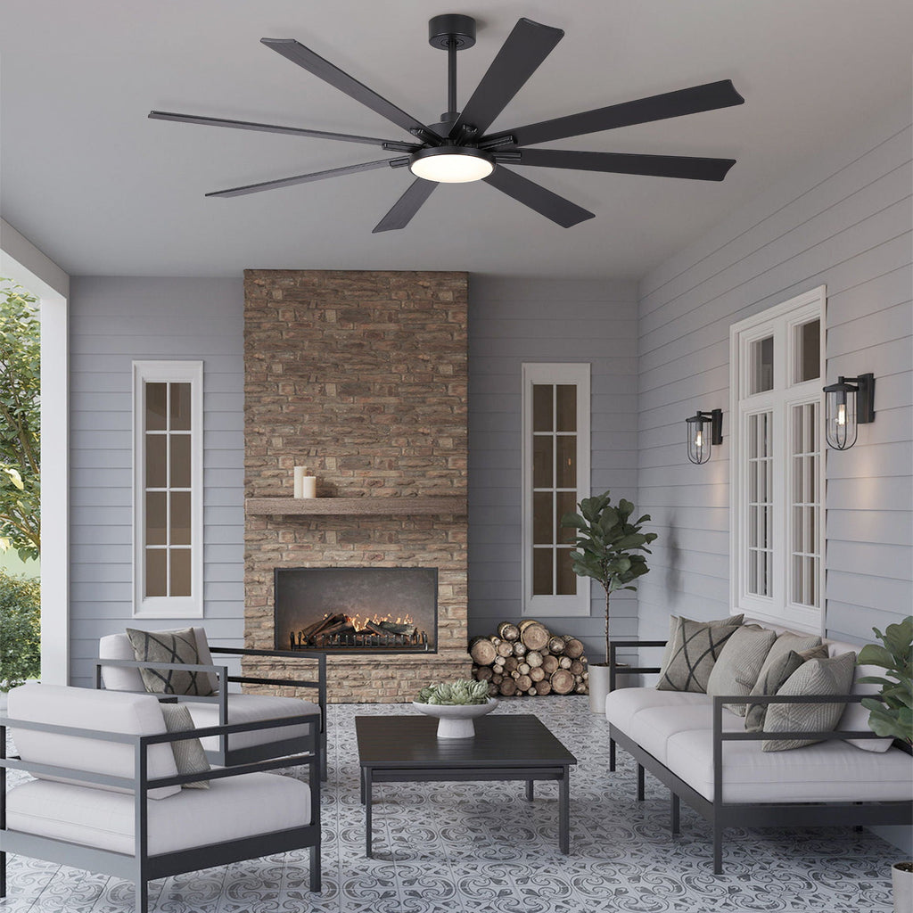 Large Ceiling Fan with Dimmable LED Light and Remote Control - Black or Dark Brown