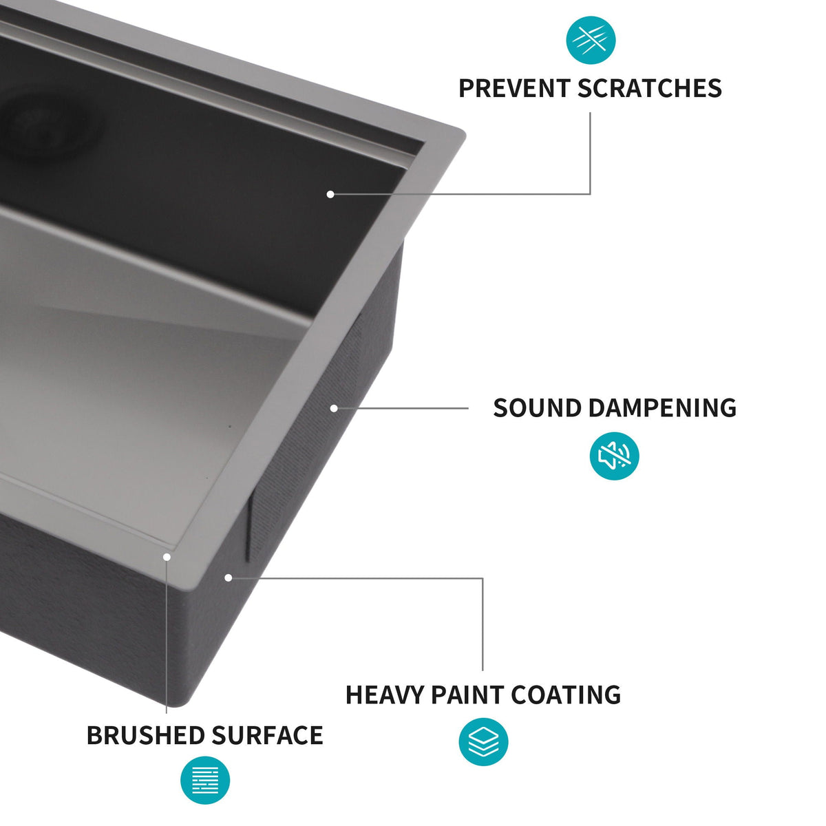 Gunmetal Black Workstation Kitchen Sink with Multifunction Ledge - 33" Undermount