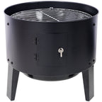 Portable Charcoal Smoker Grill with 3-in-1 Cooking Functionality - Black