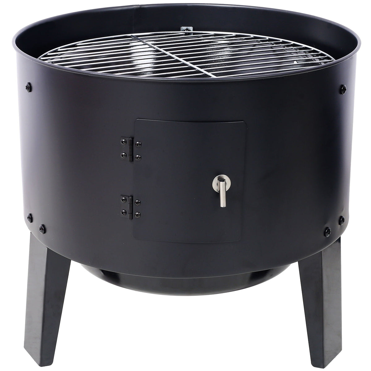 Portable Charcoal Smoker Grill with 3-in-1 Cooking Functionality - Black