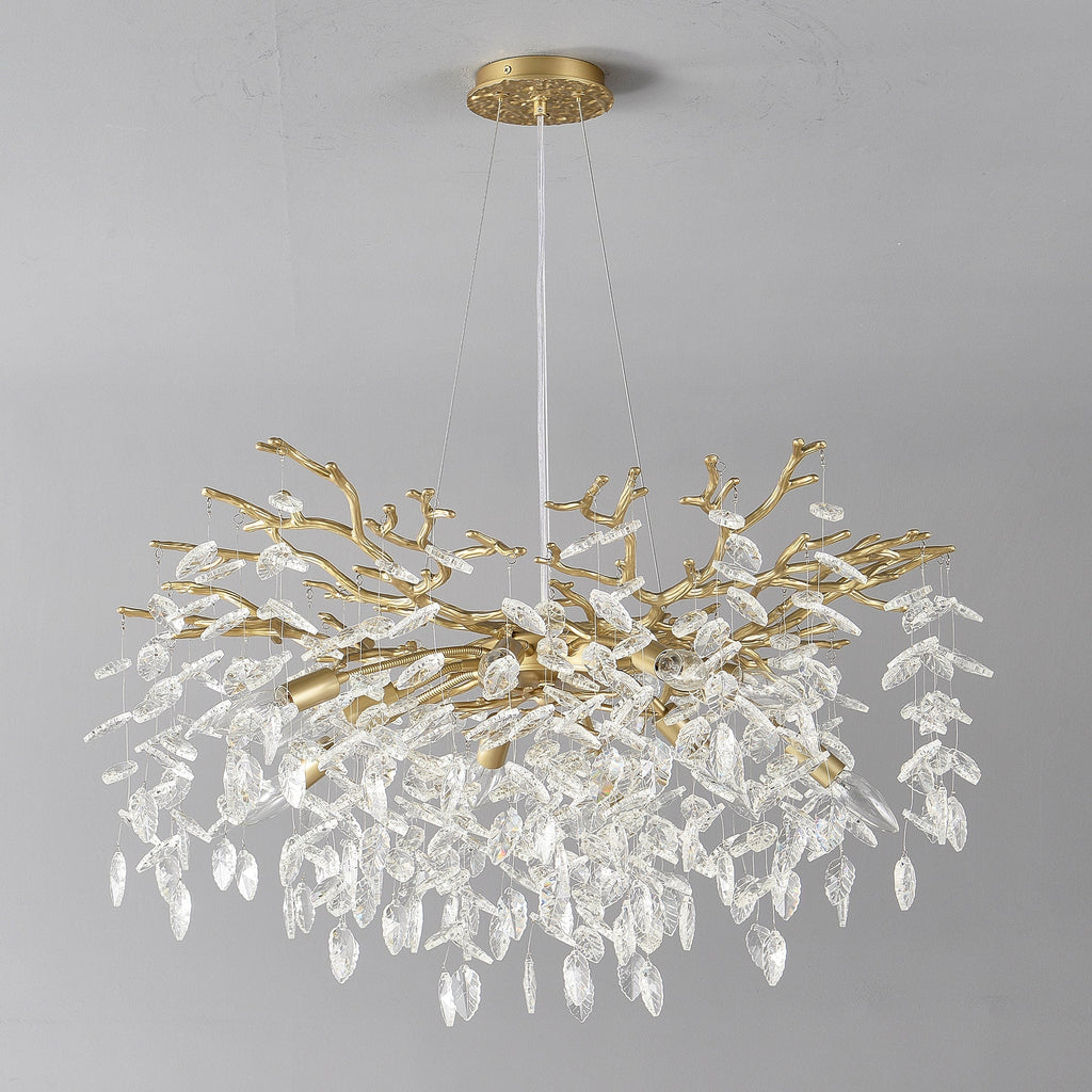 8-Light Crystal Chandelier with Gold Finish and Crystal Accents - Gold