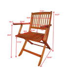 Teak 5 Piece Patio Dining Set with Folding Chairs - Solid Wood