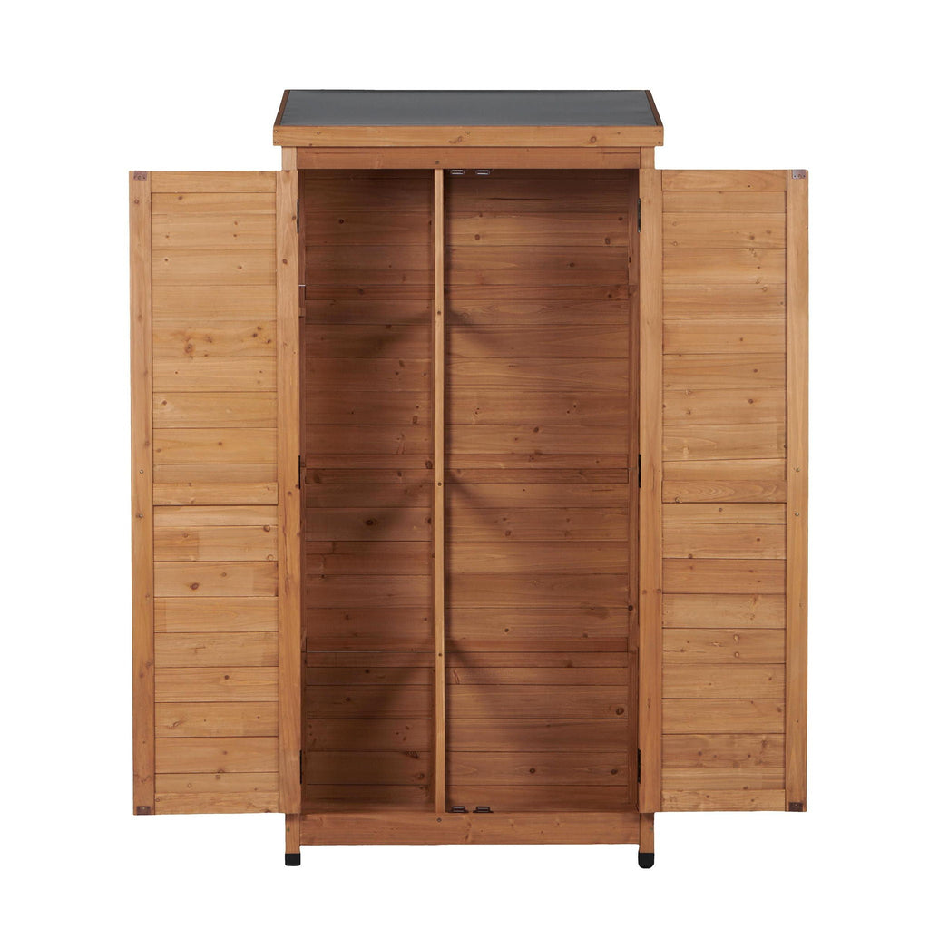 Outdoor Storage Shed with Vertical Tool Cabinet - Solid Wood, Dark Gray or Light Brown