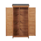 Outdoor Storage Shed with Vertical Tool Cabinet - Solid Wood, Dark Gray or Light Brown