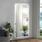 Wall Mounted Full Body Mirror with Dimming Lights - Silver