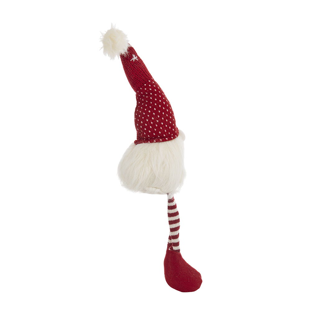 Christmas Gnomes Decorations Set of 2 with Fluffy Beards - White / Red