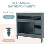 Bathroom Vanity With Sink and Drawers - Freestanding Solid Wood Cabinet