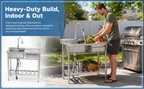 Stainless Steel Utility Sink with Pull-Out Faucet - Silver