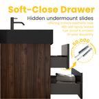 Grace 60" Wall-Mounted Bathroom Vanity with Storage - Walnut & Black Granite