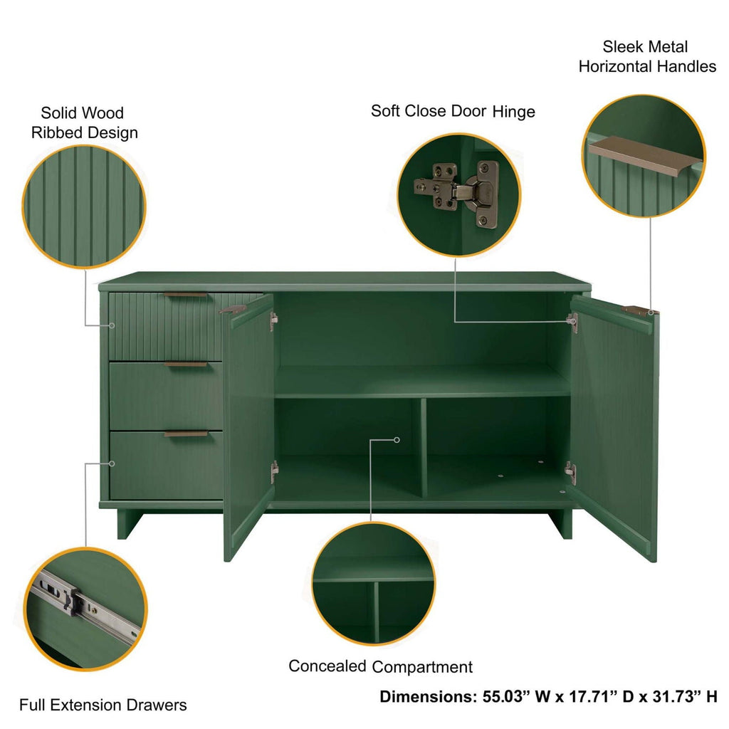 Granville Sideboard with Full Extension Drawers - Multiple Colors