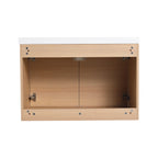 Bathroom Vanity Set with Resin Countertop Sink and 2 Doors - Light Brown Oak