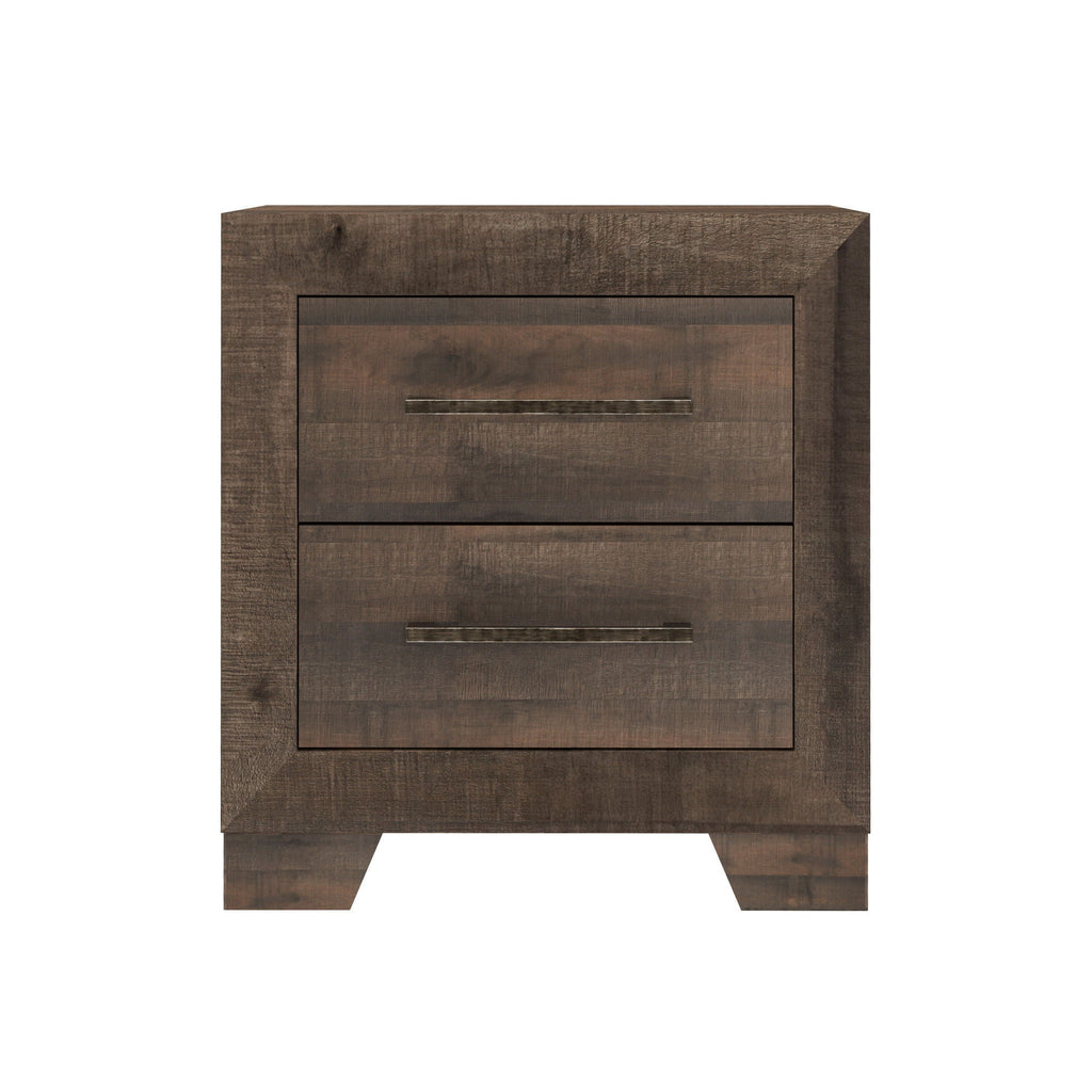 Brown 2 Drawer Nightstand with Functional Storage - Plinz
