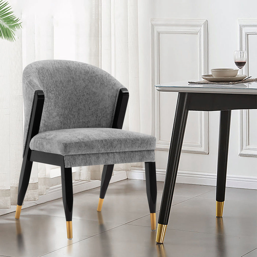 Ola Dining Chair with Solid Elm Wood Frame and High-Density Foam - Beige, Gray, or Dark Gray