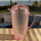 Diamond Cut Unbreakable Plastic Water Pitcher with Lid - Blue or Pink