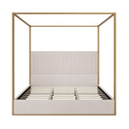 Luxury Canopy Bed with Upholstered Headboard - King, Beige