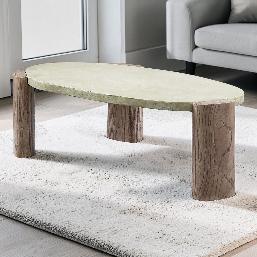 Dayana Coffee Table with Fiber Concrete Construction - Oak / Off White