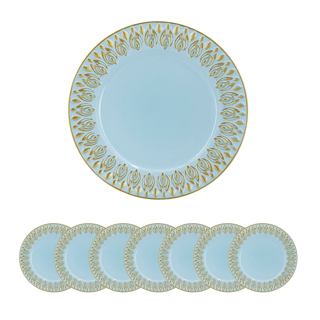Elegant Plastic Charger Plate Set of 8 - 14" Round - Blue or Light Blue