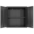 Metal Wall Mounted Tool Storage Cabinet with 2 Locking Doors and Adjustable Shelf - Gray or Black