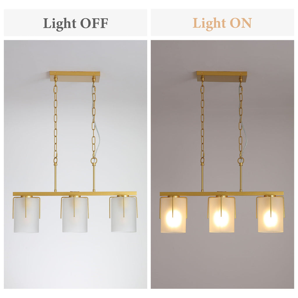 Adjustable Cylindrical Pendant Light with Frosted Glass Shade - Black or Gold