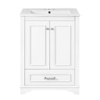 Modern Bathroom Vanity with Ceramic Sink Combo and Storage Cabinet - Multiple Colors