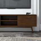 Modern TV Stand Up To 72" with Solid Wood Construction - White or Dark Brown