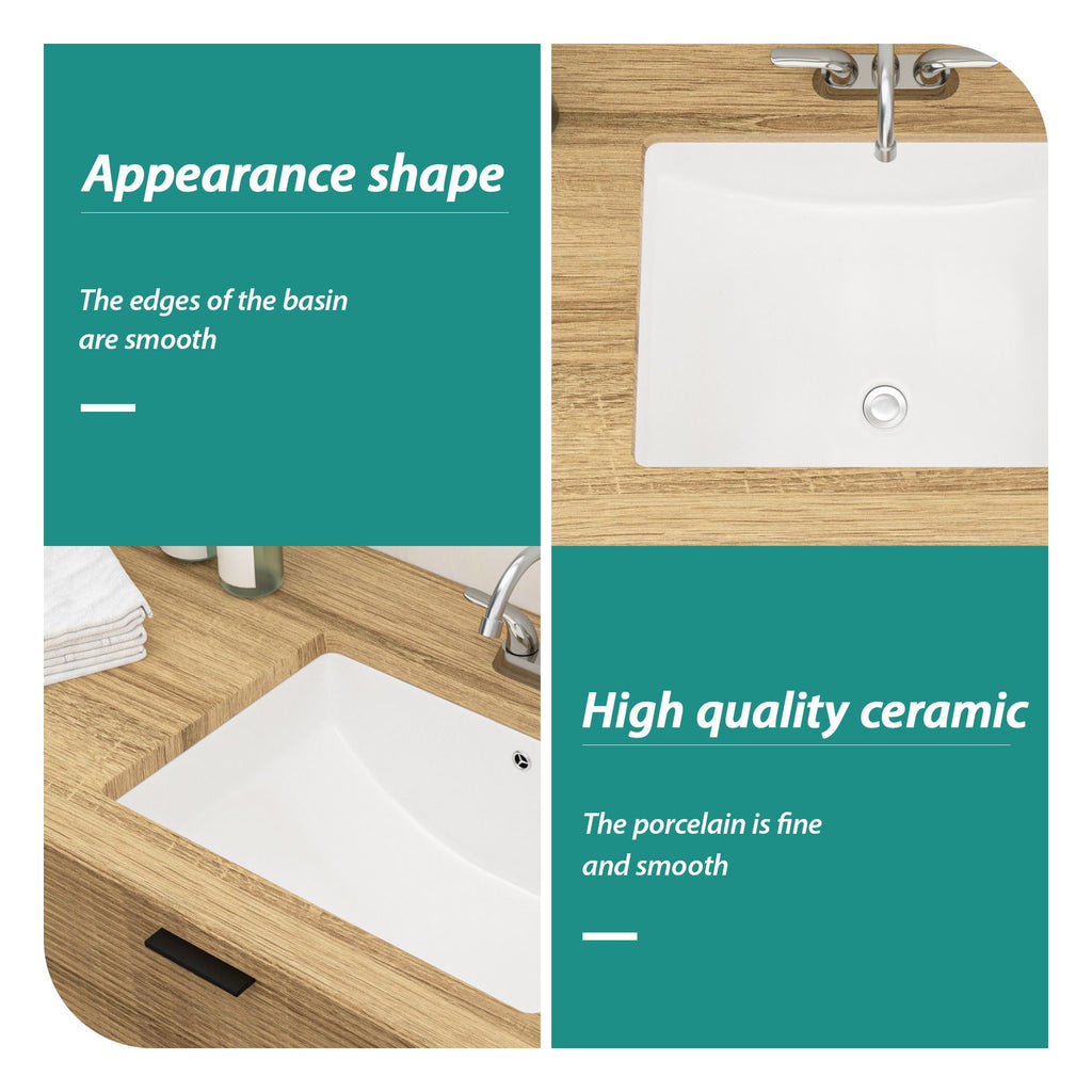 Modern Ceramic Undermount Bathroom Sink with Overflow - White or Black