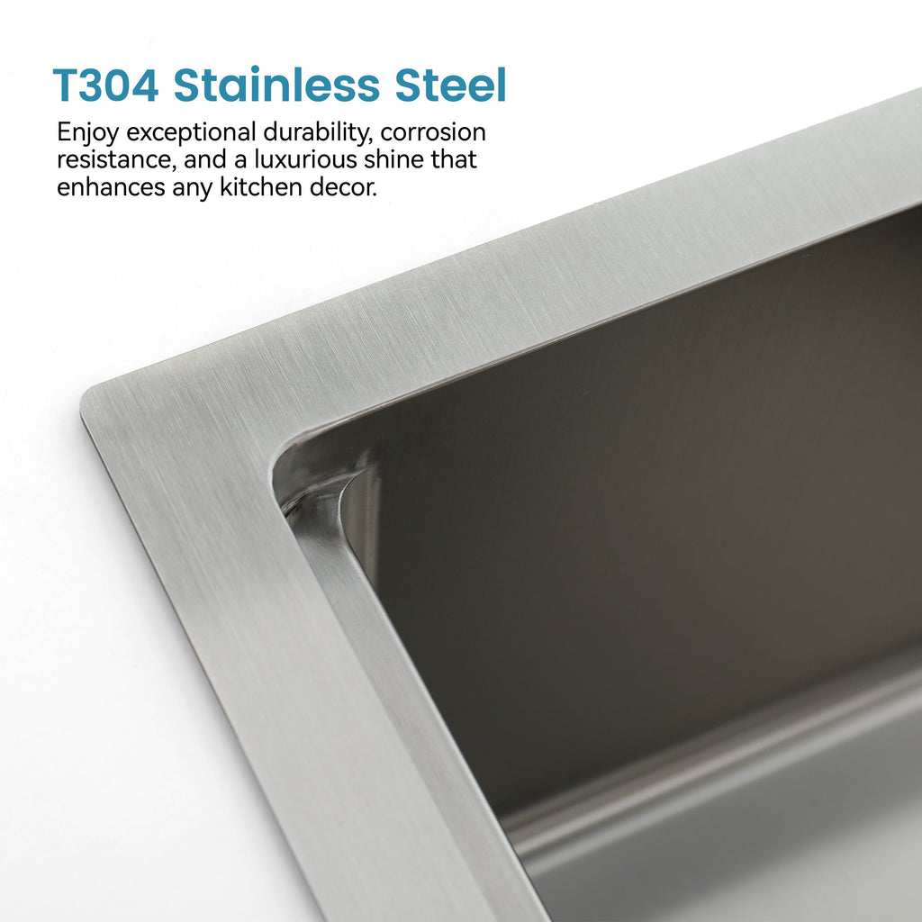 Stainless Steel Kitchen Sink with Single Bowl - Brushed