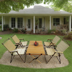 Foldable 5 Piece Outdoor Dining Set with Portable Table & Chairs - Natural