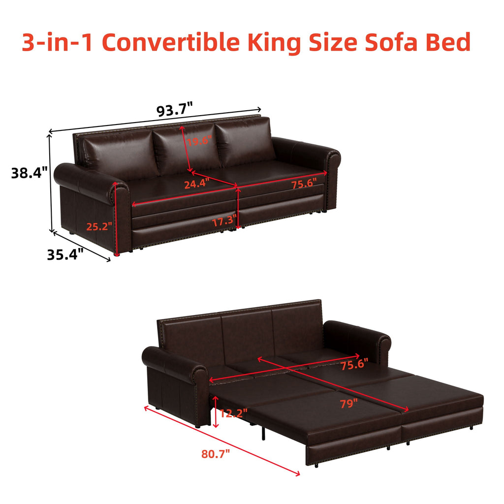 Chesterfield Sleeper Sofa with Pull Out Bed - Multiple Colors