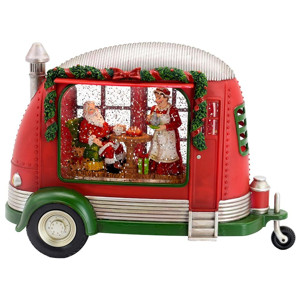 Christmas Camper LED Decor with Water Spinning and Two-Way Switch - Red