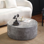 39.37" Round Coffee Table with Faux Concrete Finish