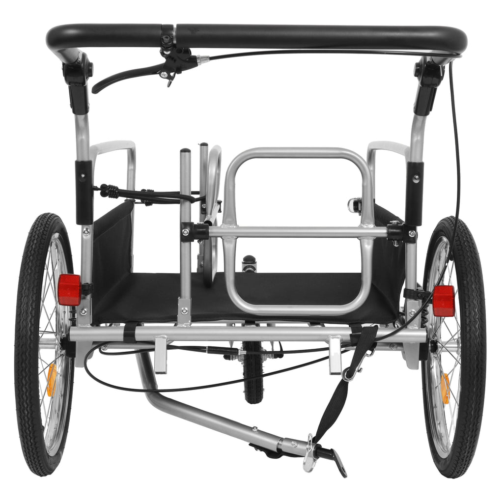 3-in-1 Heavy-Duty Bike Cargo Trailer with Steel Frame & Suspension - Black + Gray