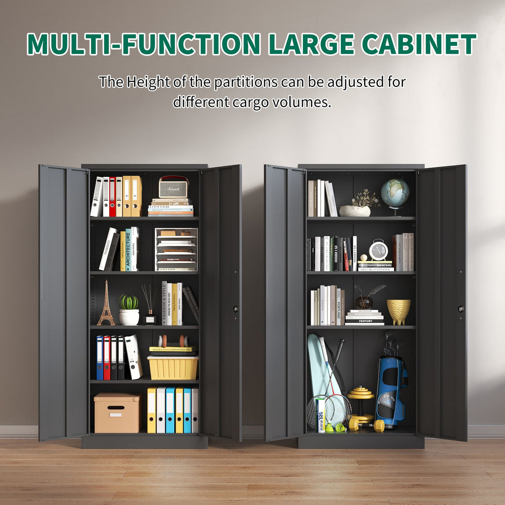 Heavy Metal Garage Storage Cabinet with Locking Doors - Black or White