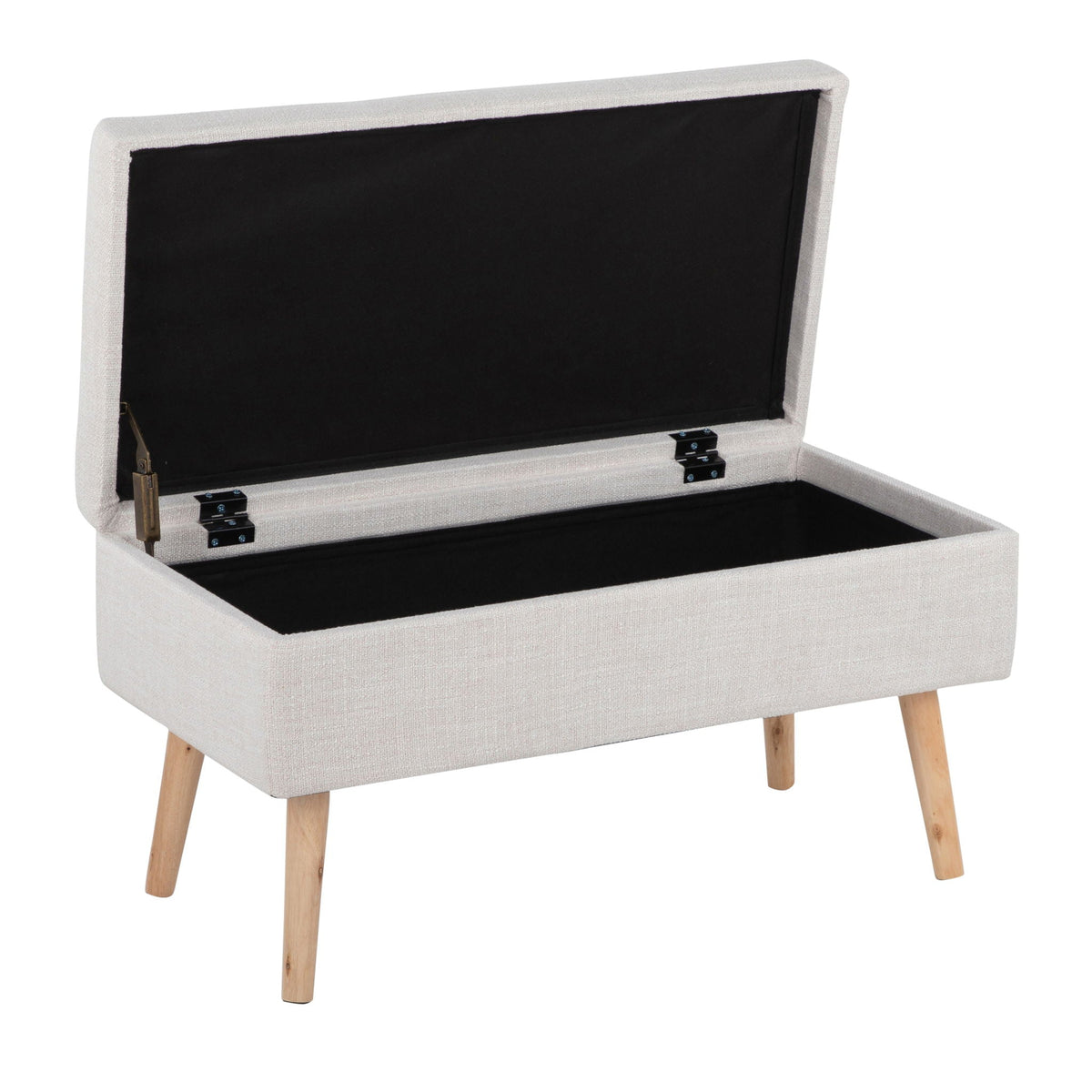 Contemporary Storage Bench with Flip-Top Lid - Beige